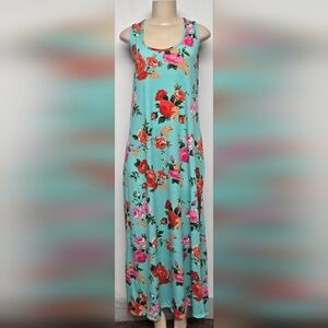 Rouge Collection Dress Multi Color Floral Maxi Full Length Sleeveless Stretch 1X